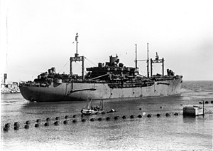 AS 26 USS Clytie leaving Fremantle, Australia, in September 1945
